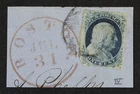 CKStamps: US Stamps Collection Scott#9 1c Franklin Used on Piece