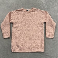 Vintage Beldoch Popper Sweater Women's Textured Pullover Knit Pattern Pink Y2K