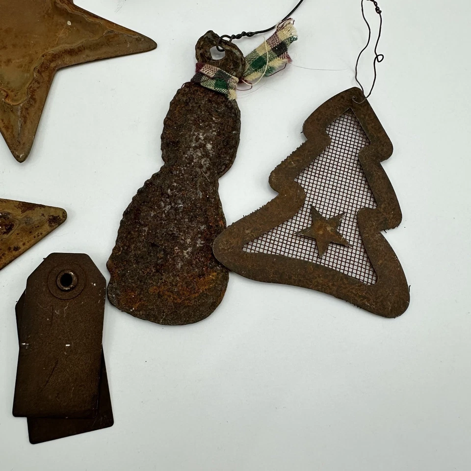 Lote de estrellas oxidadas bayas artesanía reutilizable granja artesanía primitiva metal Foto 4 de 4