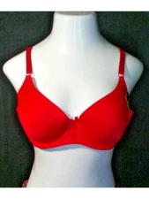 MAMIA Intimates Red Demi Cup Adjustable Strap Full Coverage Bra Size: 36B