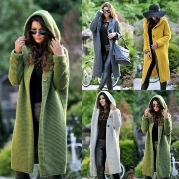 Ladies long hooded cardigan 2025