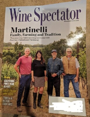 WINE SPECTATOR MAGAZINE SEPT 30 2023 MARTINELLI FAMILY