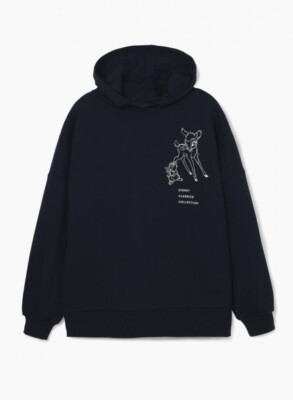 DESIGUAL SUDADERA BAMBI OVERSIZE Hoodie Size S Black