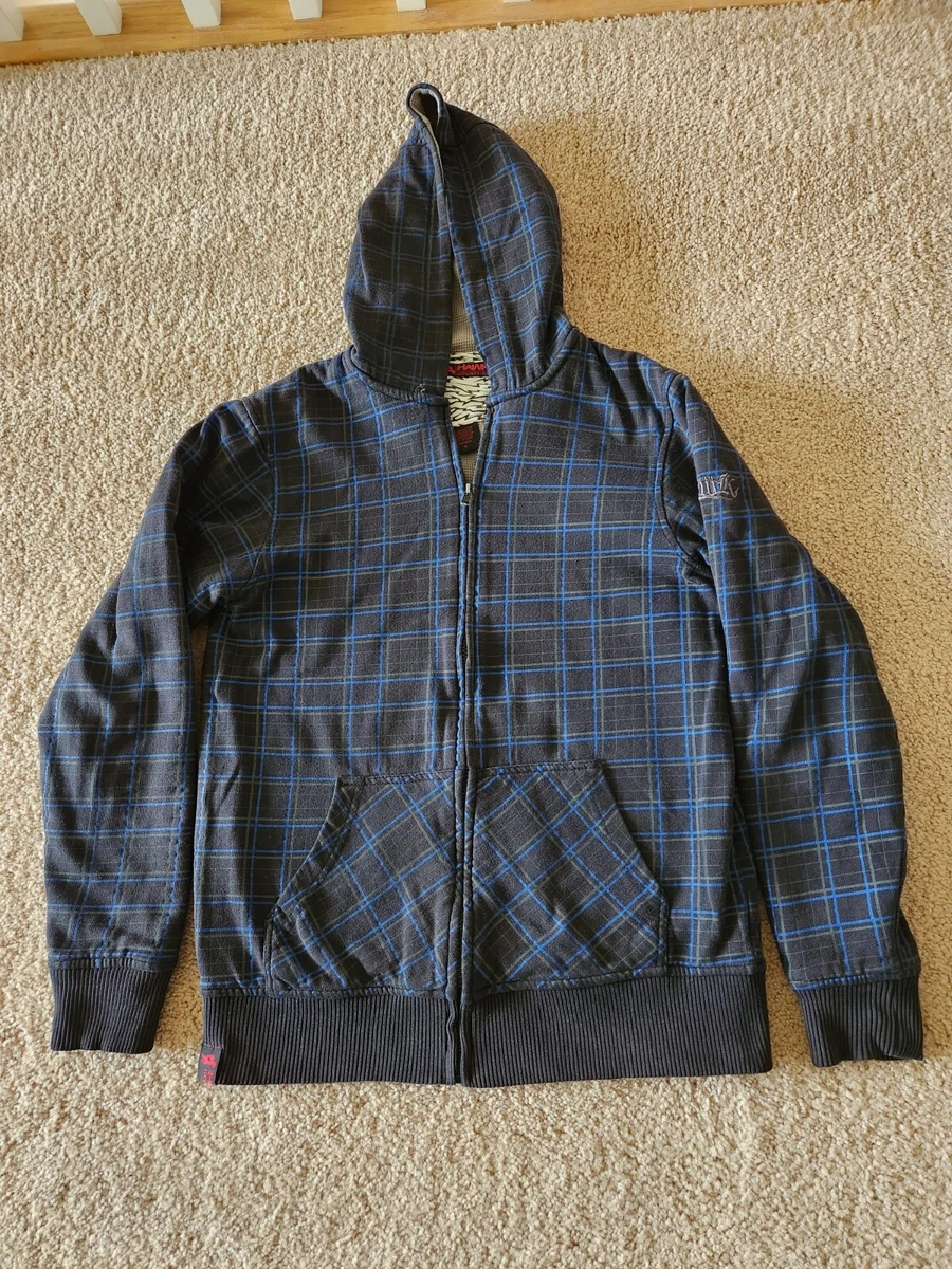 Tony Hawk Zip Jacket Hoodie Sweatshirt Mens Small S Long Sleeve Black Grey Blue