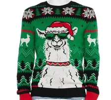 New Ugly Christmas Sweater Men’s Holiday Santa Llama Sz L Approx 44 chest x 30 L