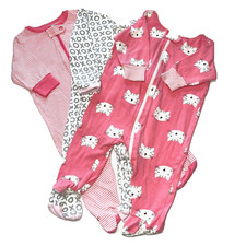 Baby Girl 0-3 month Cotton Sleepers Gerber, Cloud Island Lot of 3