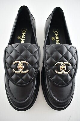 Chanel 22P Black Quilted Flap Turnlock CC Gold Logo Mule Slip On 