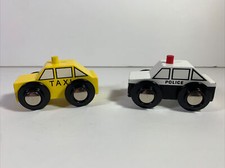 Maxim 'Vehicles' 2 Pack Wooden Taxi/Police Cars 36896
