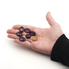 Lot 7pcs 20 x 15 mm Czech vintage large oval glass rhinestones amethyst