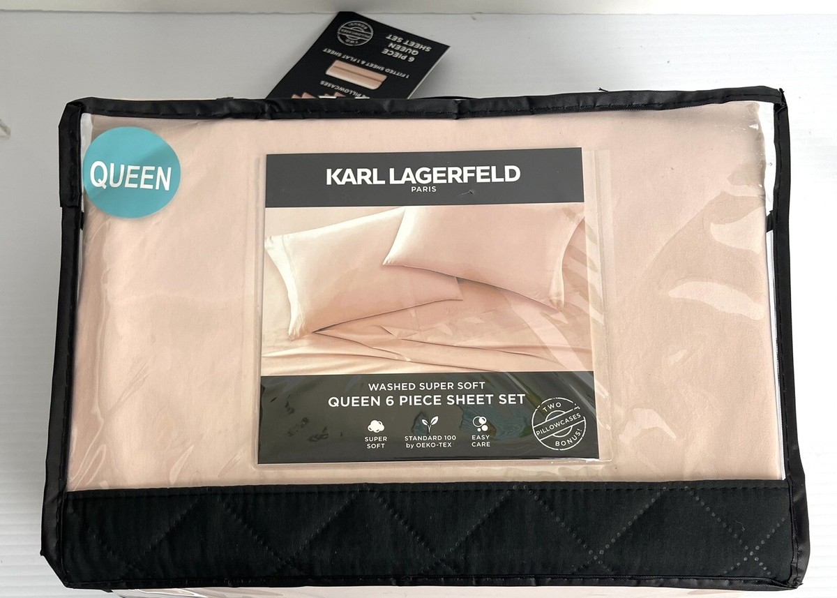 New Karl Lagerfeld Paris Piece QUEEN Sheet Set Pink