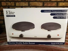 Elite Cuisine EDB-302F Maxi-Matic Electric Double Buffet Burner with Dual Tempe