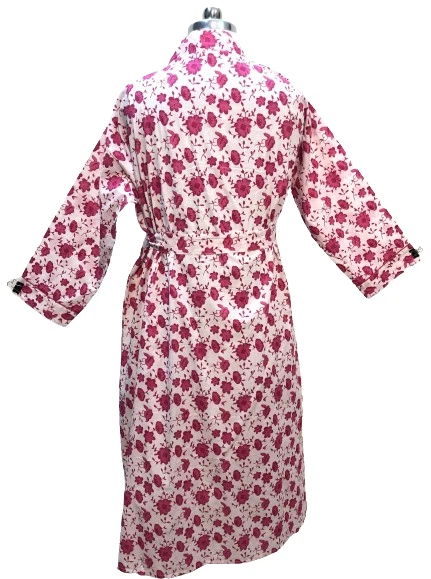 kimono robe Indian  women's long prints queen pink and white colour free size - Image 4 of 4