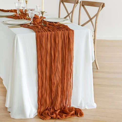 Table Runner Semi-Sheer Gauze Tablecloth Wedding Party Christmas Banquets Decor - Picture 9 of 34