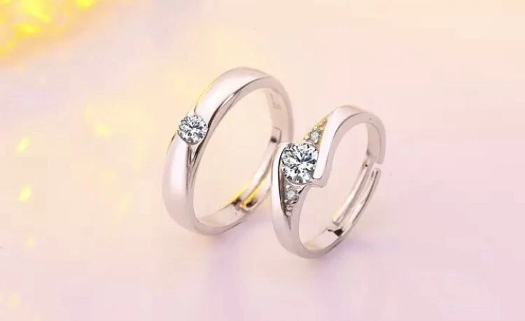 ANELLO COPPIA FEDI FEDE FEDINE FIDANZAMENTO ACCIAIO INOX  LOVE PAIO SAN VALENTIN - Immagine 4 di 4