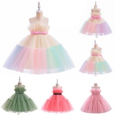 Kids Girls Flower Dress Bridesmaid Wedding Colorful Lace Formal Gown Dresses