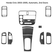 14pcs Carbon Fiber Interior Full Kit Cover Trim For Honda Civic 2-door 2003-2005
