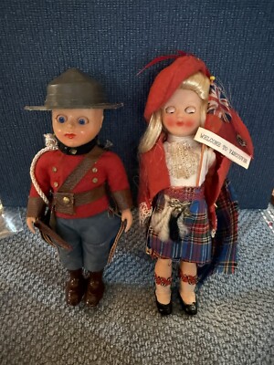Vintage European Collectible Souvenir Dolls in Canadian Mounty Outfits  6''