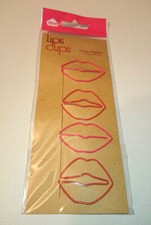 LIPS CLIPS Pink Red 4 PAPER CLIPS PAGE MARKERS Kiss VALENTINES GIFT npw BOOKMARK