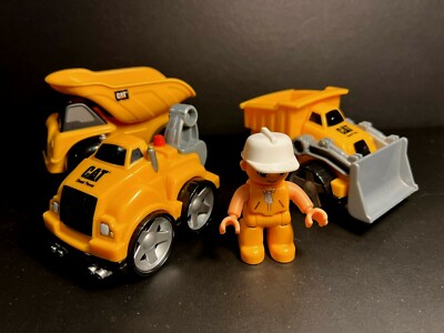  MEGA BLOCKS* 3'' Tall CAT Little Machines Plastic Construction Vehicles +Worker 