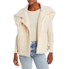 Moon River Womens Faux Shearling Oversized Outerwear Vest Cold Weather Bhfo 2458