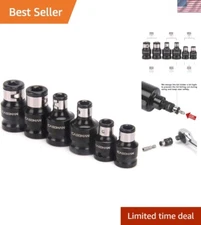 Compact 6-Piece Bit Socket Adapter Set - Chrome Vanadium and Impact Couplers