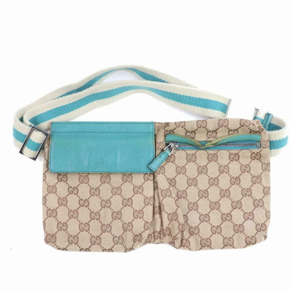 Gucci Belt Web Monogram Gg Waist Pouch Fanny Pack 239752 Beige X