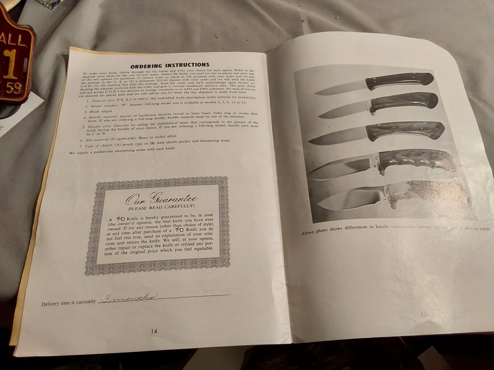 1971 T M Dowell Order Form Knife Catalog Brochure List eBay