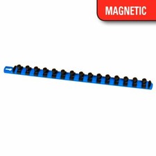ERNST MFG. 8405M 18” BLUE MAGNETIC SOCKET ORGANIZER w/(15) 1/2" TWIST LOCK CLIPS