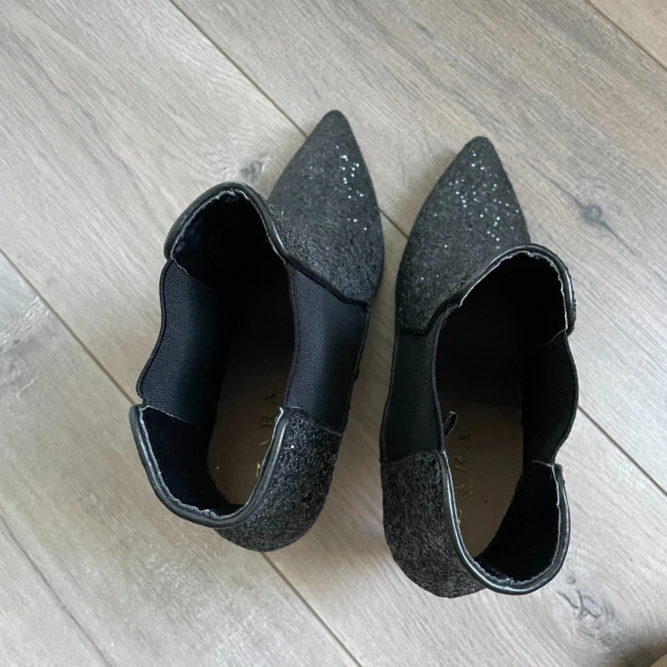 Zara Meteor black sparkly glitter High Heel stiletto Booties boots size US 9 - Image 4 of 4