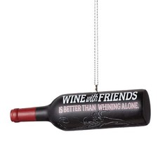 WINE WITH FRIENDS Better Than Whining Alone Christmas Ornament, by Midwest CBK