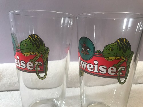 Set 2 Bicchieri Birra Budweiser Lucertole su logo EX3129 - Foto 2 di 5