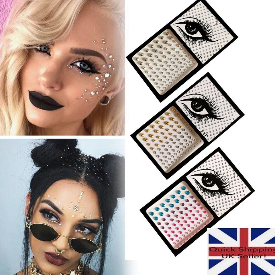 EYE Diamond Shiny Rhinestone Pearl Face Sticker Makeup For Festival Special Occasion