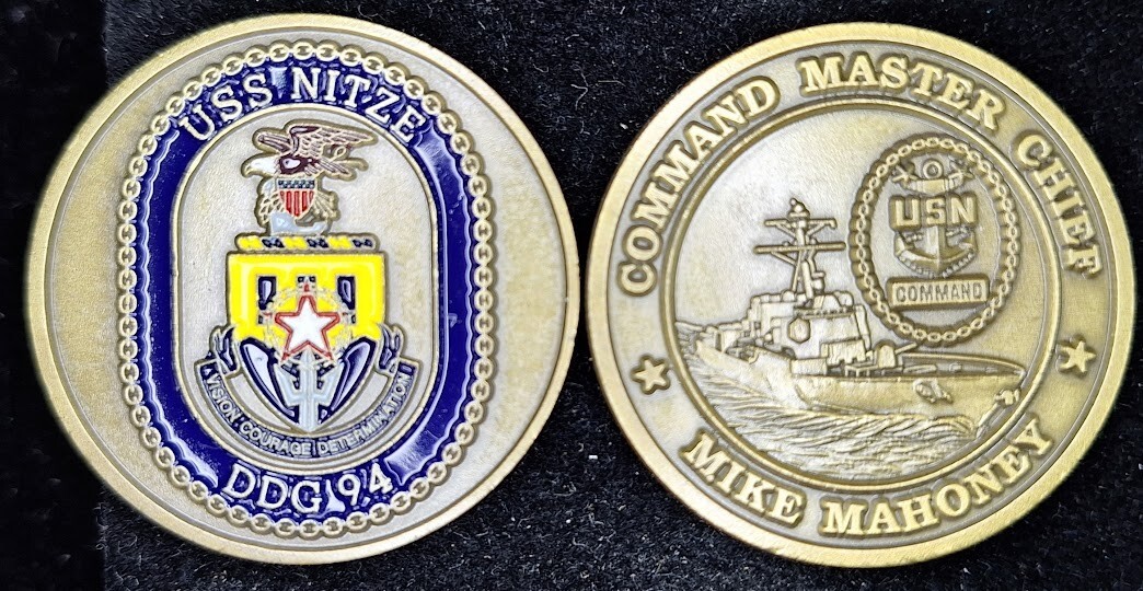 DDG-94 USS NITZE CMC - Command Master Chief Mike Mahoney - Navy Challenge Coin
