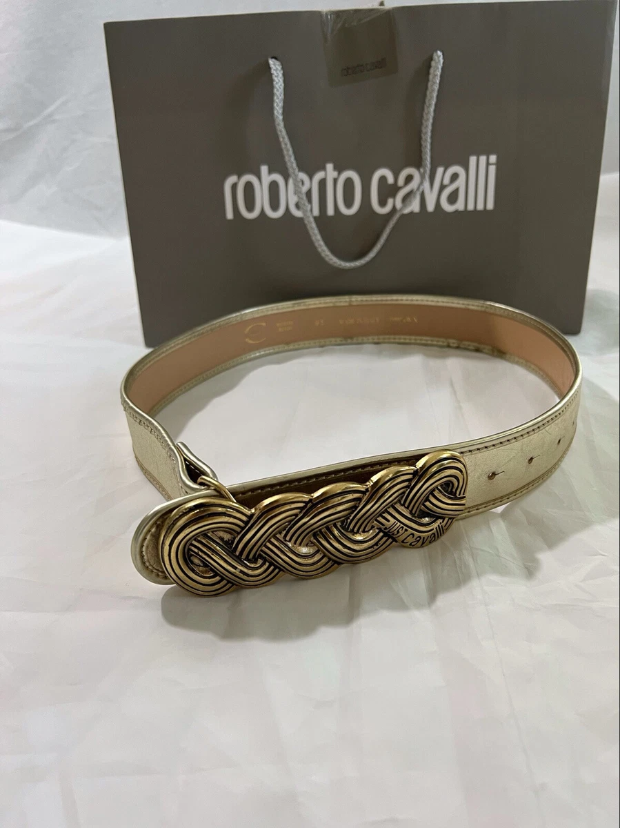 Roberto Cavalli White Leather Belt with Gold Accent Vintage 80 main image 3