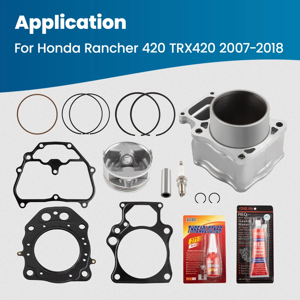 Cylinder Piston Gasket Top End Rebuild Kit Set for Honda Rancher TRX420 07-18 - Image 2 of 4