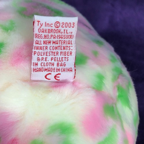 Ty Beanie Babies Bear 2003 Spring Bloom 12" Plush Ribbon Pink Bow Stuffed Animal - Picture 10 of 10