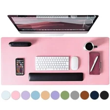 Leather Desk Pad Protector, Mouse Pad, Non-Slip Computer Mat for Desk, PU 