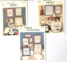 3 JEREMIAH JUNCTION PLAIN & FANCY FOLK AMISH COUNTED CROSS STITCH BOOKLETS-NEW