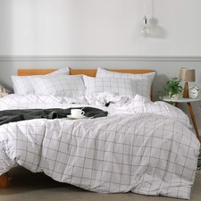 JELLYMONI 100 Natural Cotton 3pcs Plaid Duvet Cover Full 80" 90" , 0603