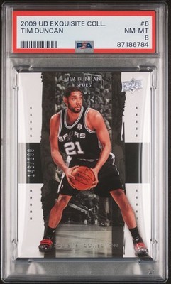 2009 Upper Deck Exquisite Collection Tim Duncan /199 #6 PSA 8