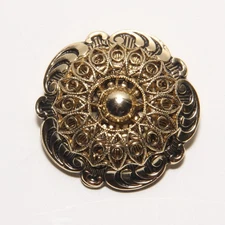 Vintage W. Germany Filigree Medallion Gold Tone Scarf Clip 1 1/2” Scarf Ring 