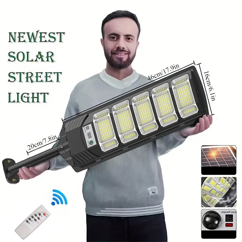 Upgraded 5-Section LED Solar Street Lights, 12000LM Solar Lights Outdoor New