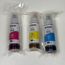 EPSON 502 EcoTank Printer Ink Refill Bottles Magenta, Cyan,  Yellow 3 Pack