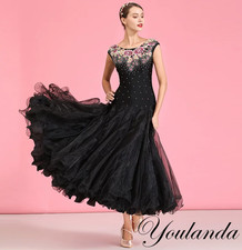 Embroidery Tango Dress Womens Sleeveless Mesh Slim Fit Latin Dance Dress Fashion