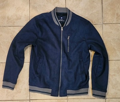 Men's Ben Sherman Classic Bomber Style Full Zip Track Jacket Navy Gray Size M