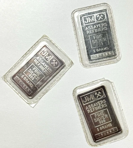 Genuine JM Johnson Matthey Assayers Refiners 5 Gram Silver Bar Sealed! Free Ship