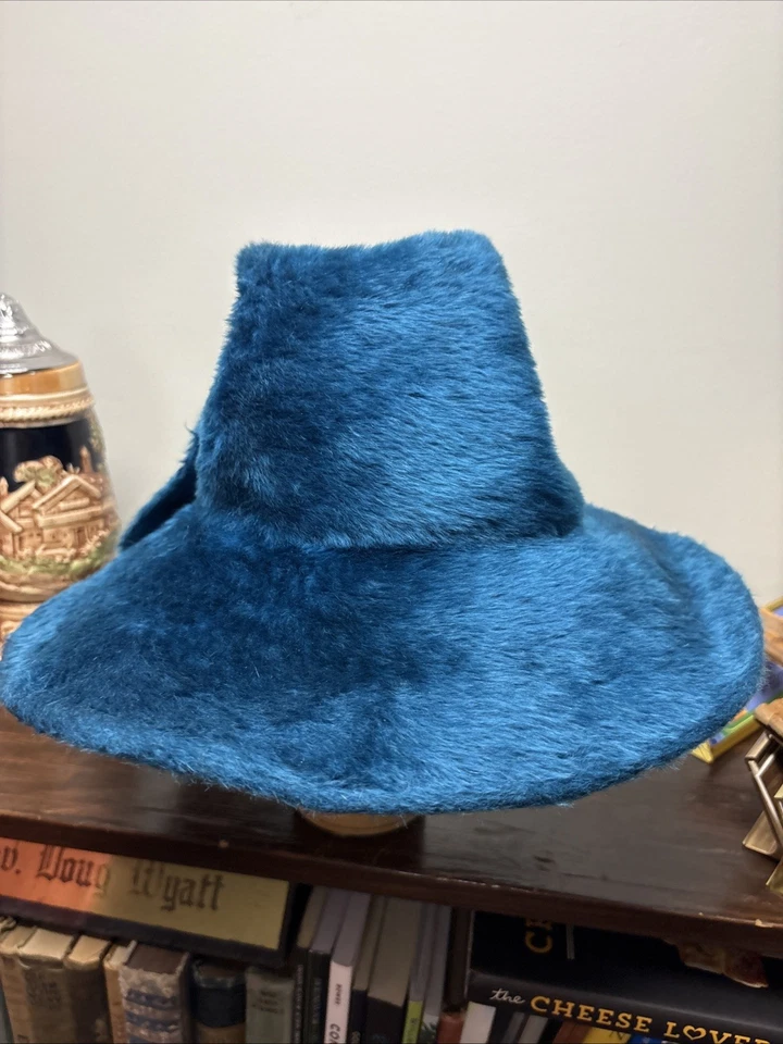 Vintage 1960's  Print Faux Fur Hat with Wide Brim and Bow by WR Skiles - Image 2 of 4