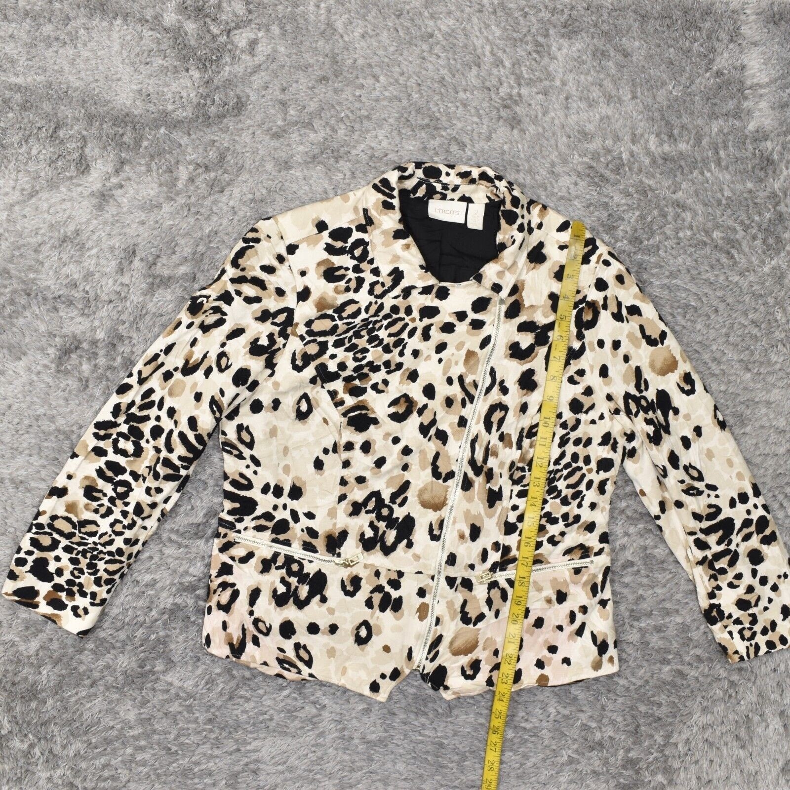 Chico's Women's Size 2 Basic Jacket Brown Cheetah… - image 4