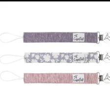 Copper Pearl Bridger Binky Clips Premium Knit Fabric Strap Stainless Steel Clips