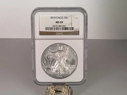 2010 1 Oz .999 Fine Silver American Silver Eagle $1 MS 69 MS69 NGC 1oz 1 Ounce